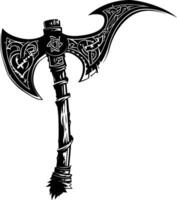 AI generated Silhouette viking ax or axe in mmorpg game black color only vector