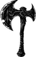 AI generated Silhouette viking ax or axe in mmorpg game black color only vector