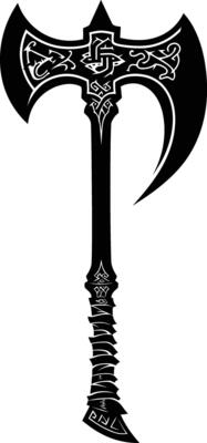 AI generated Silhouette viking ax or axe in mmorpg game black color only