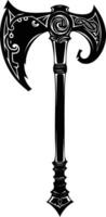 AI generated Silhouette viking ax or axe in mmorpg game black color only vector