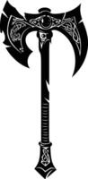 AI generated Silhouette viking ax or axe in mmorpg game black color only vector