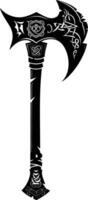 AI generated Silhouette viking ax or axe in mmorpg game black color only vector