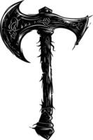 AI generated Silhouette viking ax or axe in mmorpg game black color only vector