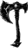 AI generated Silhouette viking ax or axe in mmorpg game black color only vector