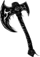 AI generated Silhouette viking ax or axe in mmorpg game black color only vector