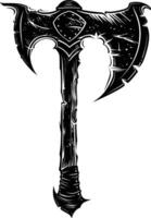 AI generated Silhouette viking ax or axe in mmorpg game black color only vector