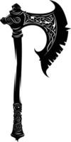 AI generated Silhouette viking ax or axe in mmorpg game black color only vector