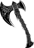 AI generated Silhouette viking ax or axe in mmorpg game black color only vector