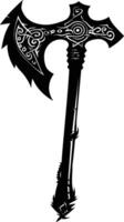 AI generated Silhouette viking ax or axe in mmorpg game black color only vector