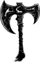 AI generated Silhouette viking ax or axe in mmorpg game black color only vector