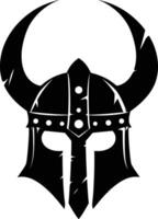 AI generated Silhouette viking helmet in mmorpg game black color only vector