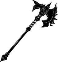 AI generated Silhouette viking club weapon in mmorpg game black color only vector