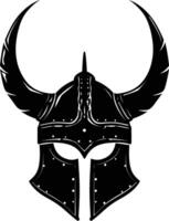 AI generated Silhouette viking helmet in mmorpg game black color only vector