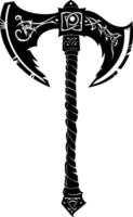 AI generated Silhouette viking ax or axe in mmorpg game black color only vector