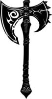 AI generated Silhouette viking ax or axe in mmorpg game black color only vector