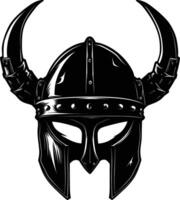 AI generated Silhouette viking helmet in mmorpg game black color only vector