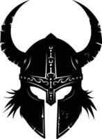 AI generated Silhouette viking helmet in mmorpg game black color only vector