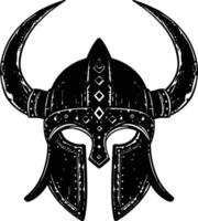 AI generated Silhouette viking helmet in mmorpg game black color only vector