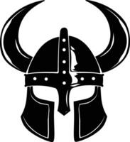 AI generated Silhouette viking helmet in mmorpg game black color only vector