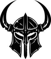 ai generado silueta vikingo casco en mmorpg juego negro color solamente vector