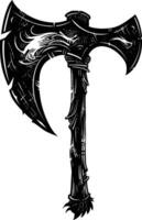 AI generated Silhouette viking ax or axe in mmorpg game black color only vector