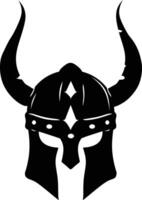 AI generated Silhouette viking helmet in mmorpg game black color only vector