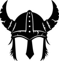 AI generated Silhouette viking helmet in mmorpg game black color only vector