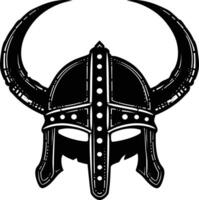 AI generated Silhouette viking helmet in mmorpg game black color only vector