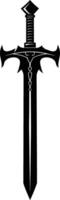 AI generated Silhouette viking sword in mmorpg game black color only vector