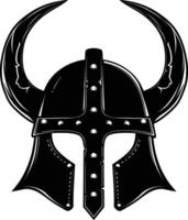 AI generated Silhouette viking helmet in mmorpg game black color only vector