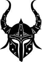 AI generated Silhouette viking helmet in mmorpg game black color only vector