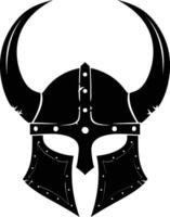 AI generated Silhouette viking helmet in mmorpg game black color only vector