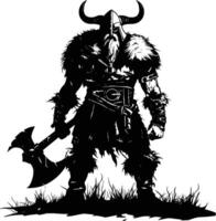 ai generado silueta vikingo guerrero en mmorpg juego negro color solamente vector