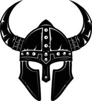 AI generated Silhouette viking helmet in mmorpg game black color only vector