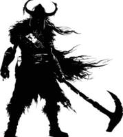 AI generated Silhouette viking warrior in mmorpg game black color only vector