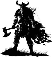 AI generated Silhouette viking warrior in mmorpg game black color only vector