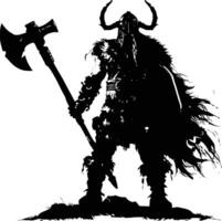 AI generated Silhouette viking warrior in mmorpg game black color only vector