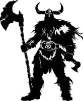 AI generated Silhouette viking warrior in mmorpg game black color only vector