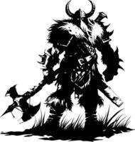 AI generated Silhouette viking warrior in mmorpg game black color only vector