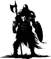 AI generated Silhouette viking warrior in mmorpg game black color only vector