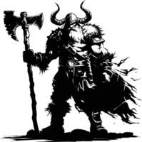 AI generated Silhouette viking warrior in mmorpg game black color only vector