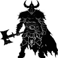 AI generated Silhouette viking warrior in mmorpg game black color only vector