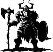 AI generated Silhouette viking warrior in mmorpg game black color only vector