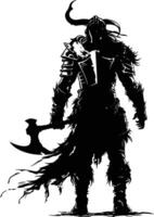 AI generated Silhouette viking warrior in mmorpg game black color only vector