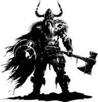 AI generated Silhouette viking warrior in mmorpg game black color only vector