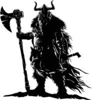 AI generated Silhouette viking warrior in mmorpg game black color only vector