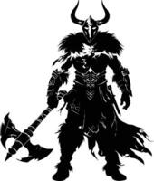 AI generated Silhouette viking warrior in mmorpg game black color only vector