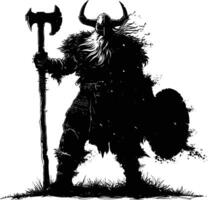 AI generated Silhouette viking warrior in mmorpg game black color only vector