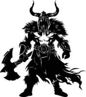 AI generated Silhouette viking warrior in mmorpg game black color only vector