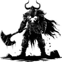 AI generated Silhouette viking warrior in mmorpg game black color only vector